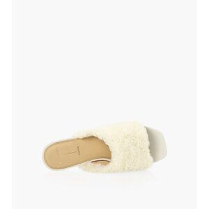 BLACK suede Studio "Adele" white shearling slide Sandal BNWT women NEW